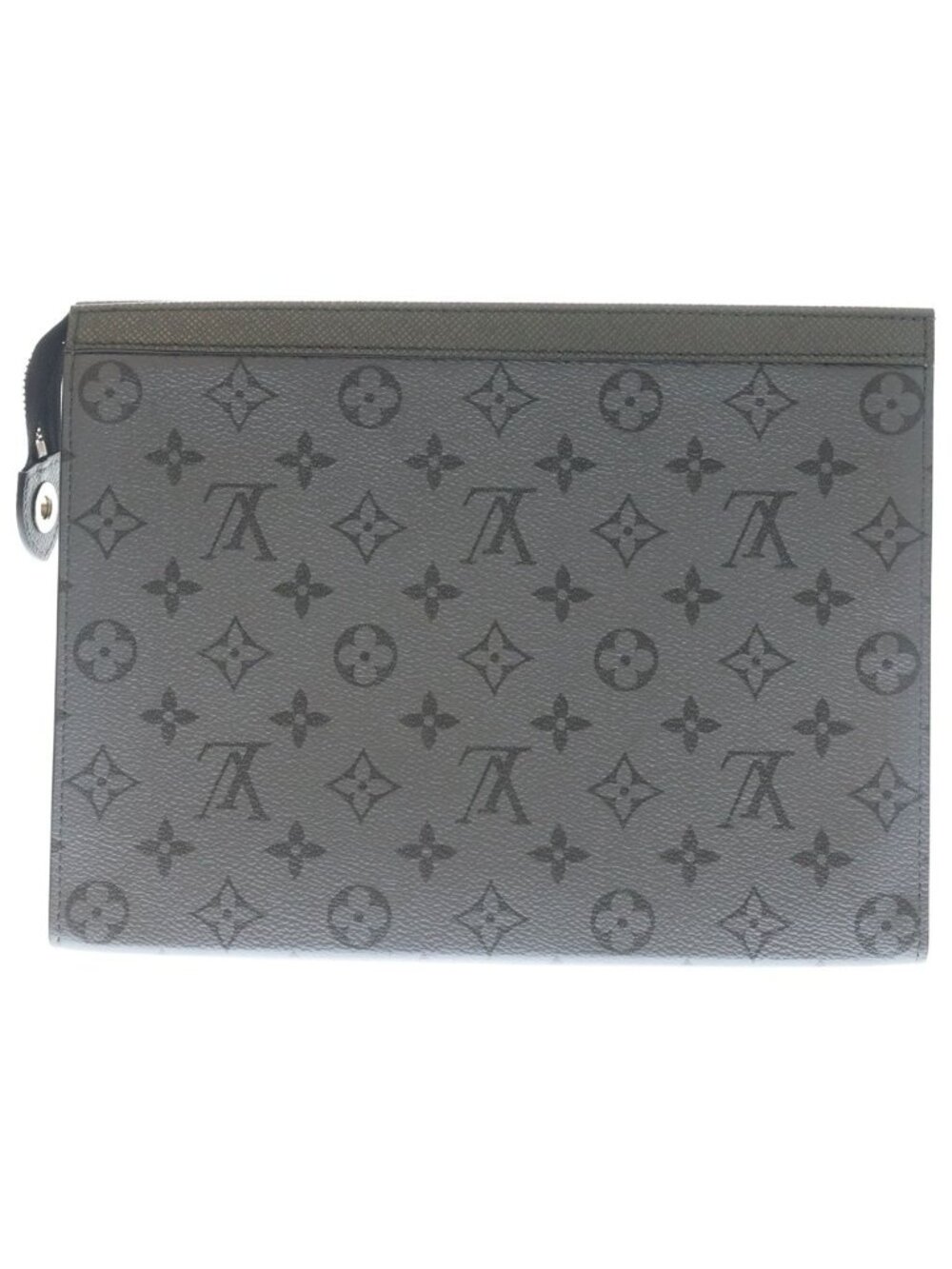 Louis Vuitton Monogram Eclipse Reverse Pochette Voyage Clutch Dark Gray Silver - Picture 2 of 7